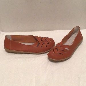 Socofy Orange Pebble Leather Loafers NWOT